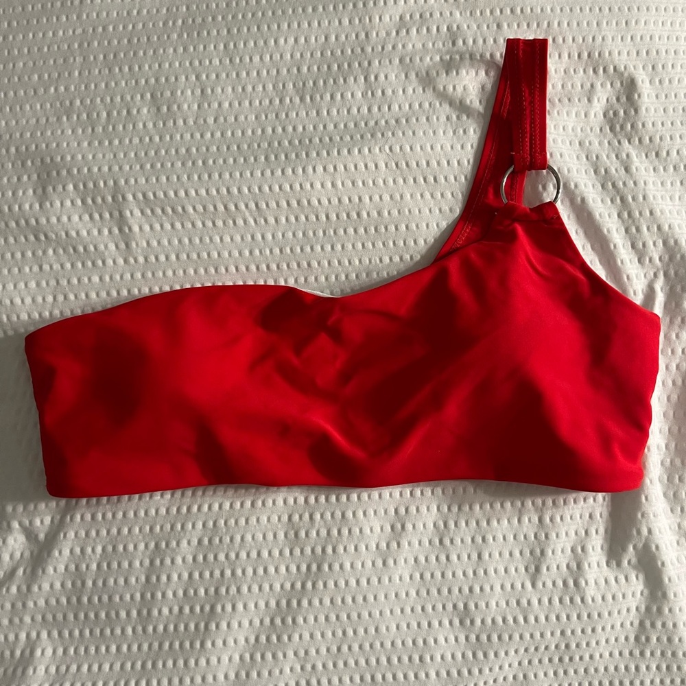 One shoulder red swim top